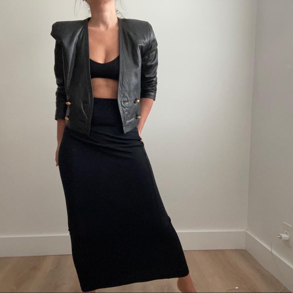 Lord & Taylor cropped leather jacket - Picture 3 of 14